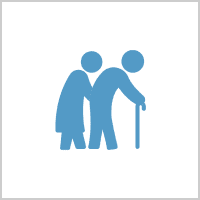 Seniors with walking cane symbol