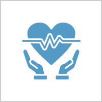 Heart with hands and heartbeat icon