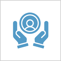 Hands holding a user icon