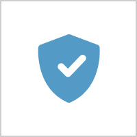 Blue shield with check mark icon