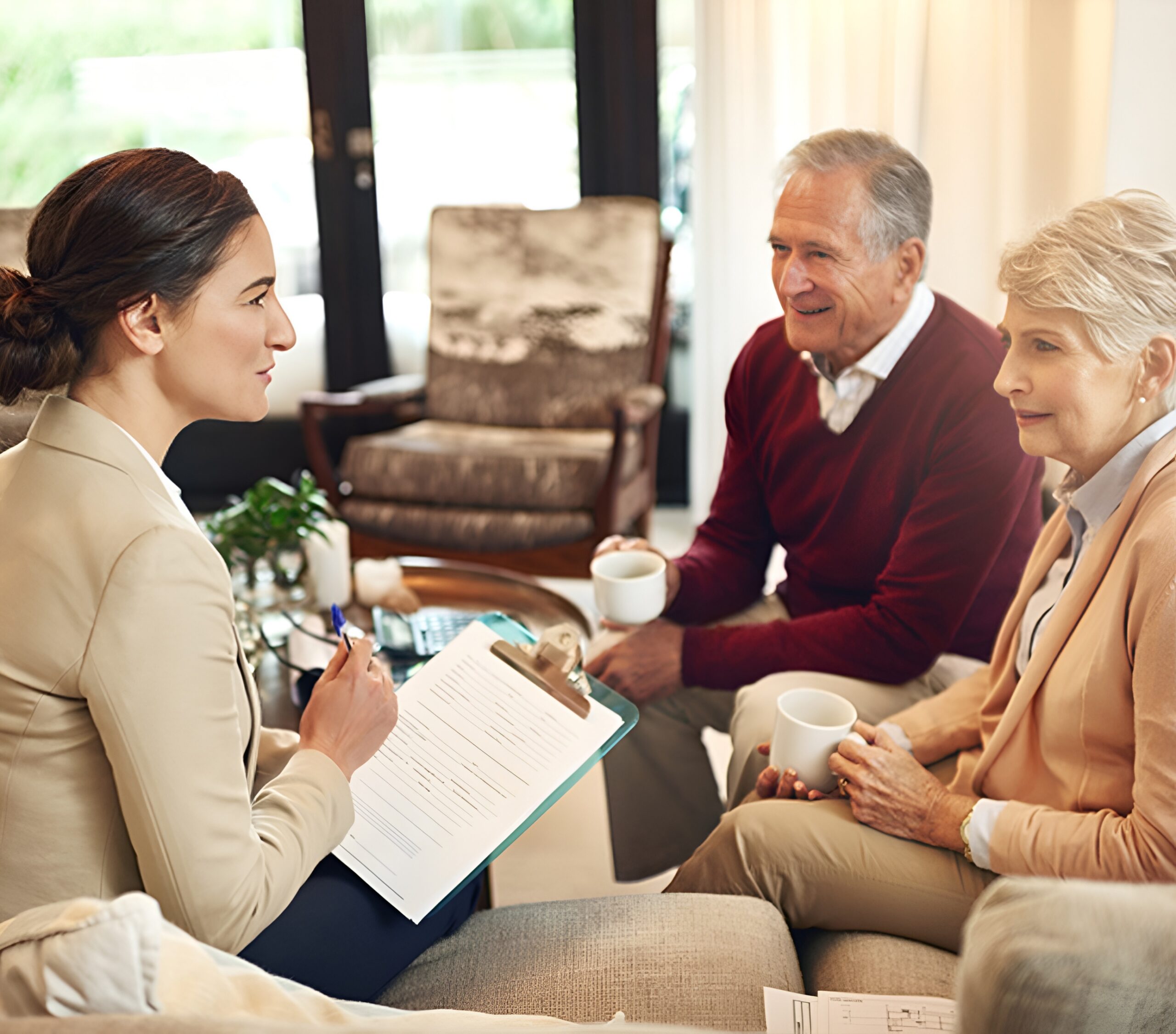Financial planning discussion with older couple